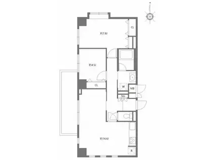MG目黒駅前(2LDK/13階)の間取り写真