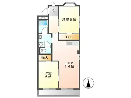 ロジュマンKT(2LDK/3階)の間取り写真