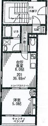 グランドソレイユ神楽坂(1LDK/2階)の間取り写真