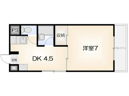 サンシティー佐古(1K/4階)の間取り写真