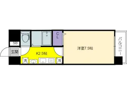 グランメール城西(1K/9階)の間取り写真