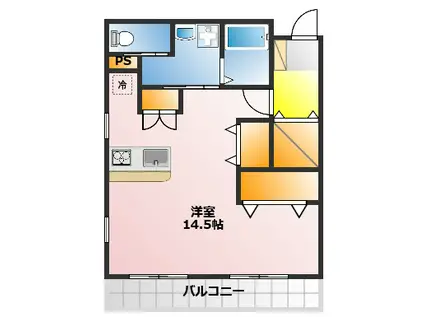 アヴィル旭町II(ワンルーム/1階)の間取り写真