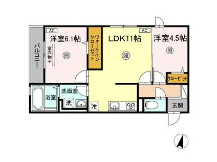 ライフステージ B棟(2LDK/3階)の間取り写真