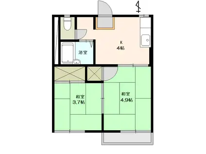 ピュアハイツ(2K/2階)の間取り写真