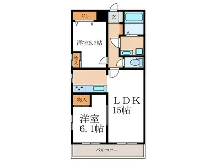 サクシード宝ヶ池(2LDK/B1階)の間取り写真