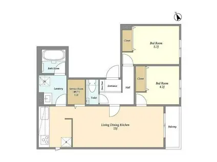 AMIS学芸大学(2SLDK/1階)の間取り写真