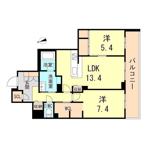 セントリビエ上甲子園(2LDK/2階)の間取り写真