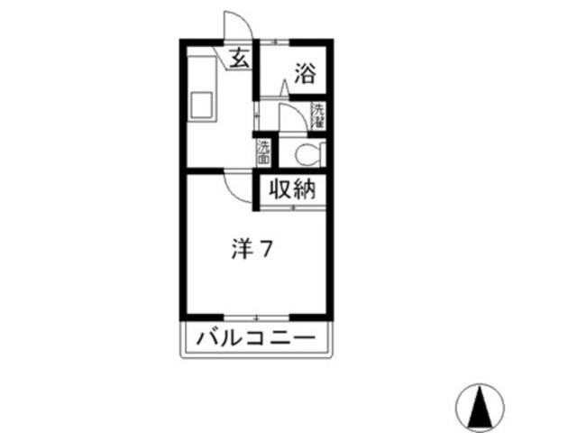 メゾン21B棟(1K/1階)の間取り写真