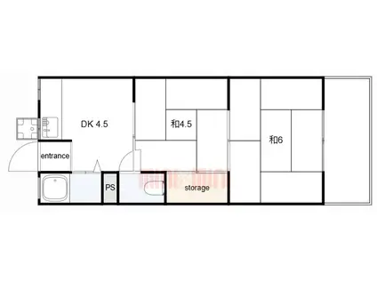 山野井ハイツ(2DK/2階)の間取り写真