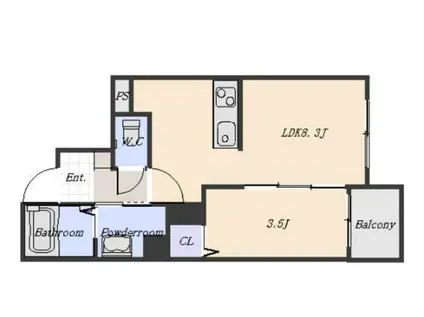 宇宿3丁目ビル(1LDK/4階)の間取り写真