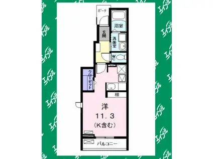 マリアーニ(ワンルーム/1階)の間取り写真