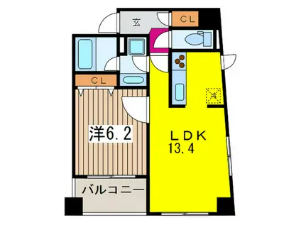 カスタリア茅場町(1LDK/5階)の間取り写真