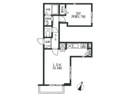 リブレビエント(1LDK/2階)の間取り写真