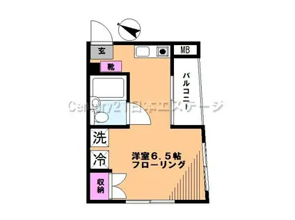 パークハイツ旗の台(ワンルーム/2階)の間取り写真