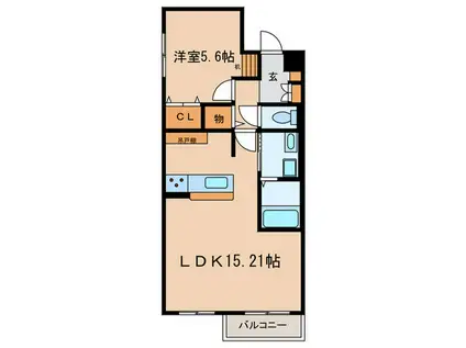 PASSIVE MIYASHITA(1LDK/1階)の間取り写真