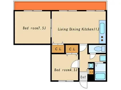 ヴィ フォレストII(2LDK/3階)の間取り写真
