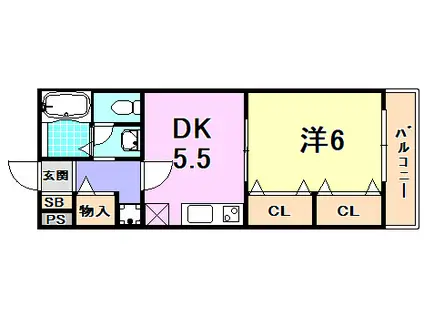 シャンブルすずらん(1DK/1階)の間取り写真