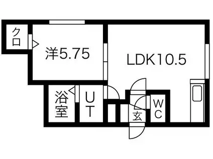 LA VIE EN ROSE(1LDK/1階)の間取り写真