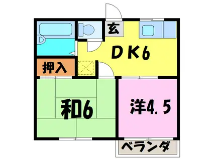 ウイングハイツ片貝(2DK/1階)の間取り写真