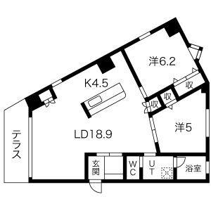 コミュニティーガーデンなごや(2LDK/1階)の間取り写真