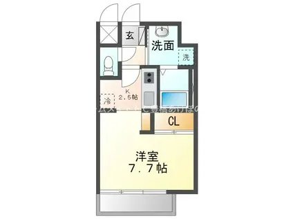 クレシタ大国(ワンルーム/3階)の間取り写真