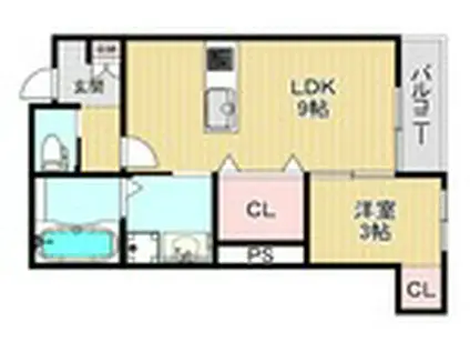 QHOUSE桑原(1LDK/1階)の間取り写真