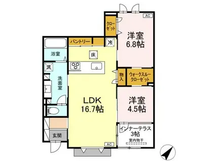 グランソラナ軽井沢(2LDK/1階)の間取り写真