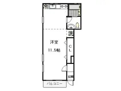 ルシーユ(ワンルーム/1階)の間取り写真
