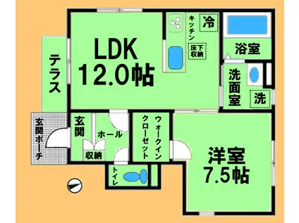 CREST GARDEN(1LDK/1階)の間取り写真