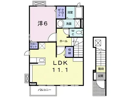 ミッテ・ソレイユII(1LDK/2階)の間取り写真