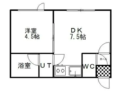 メゾンドK(1DK/2階)の間取り写真