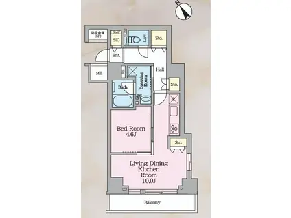 LUXENA KITASENJUII(1LDK/2階)の間取り写真