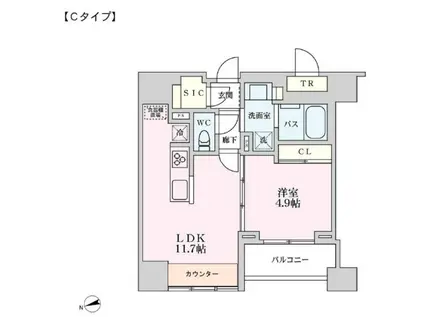 プライマル品川大井町(1LDK/7階)の間取り写真