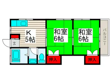 ゆうぎり荘(2K/2階)の間取り写真