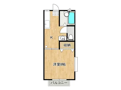 アルカディア向山(1K/2階)の間取り写真