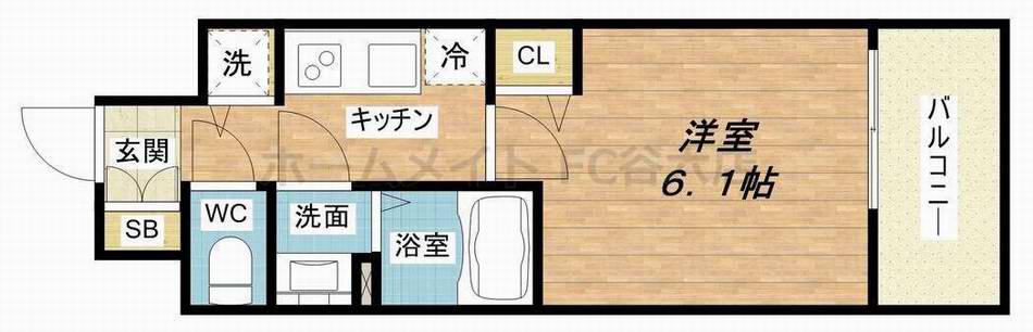 プレサンス京町堀ノース(1K/10階)の間取り写真