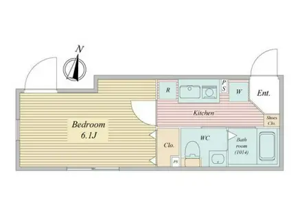 ライブフラット恵比寿(1K/1階)の間取り写真