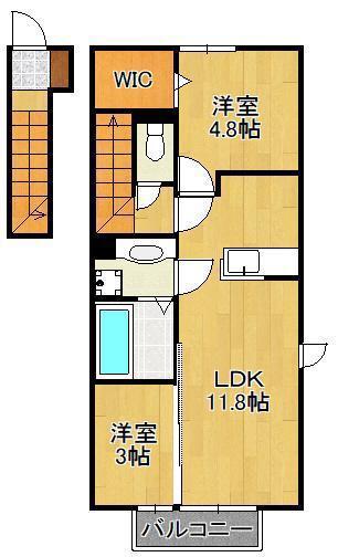 D-ROOM泉台A棟(2LDK/2階)の間取り写真