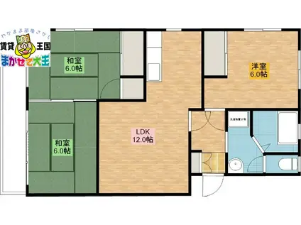 グリーン白鳥(3LDK/2階)の間取り写真