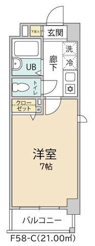 クオーレプロバンス南行徳II(1K/3階)の間取り写真
