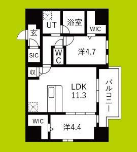 スプランディッドX(2LDK/8階)の間取り写真