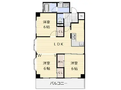 アルファレジデンス駅東(3LDK/6階)の間取り写真