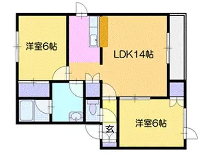 恵央ハイツ(2LDK/2階)の間取り写真