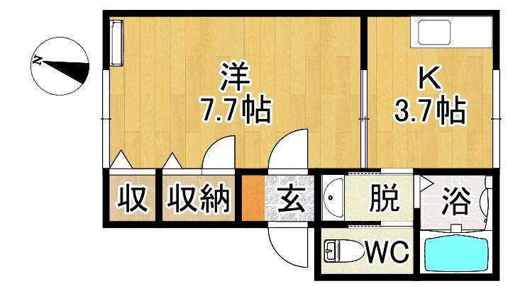 ステーションハイツ遠山(1K/2階)の間取り写真