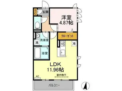 CARREFOUR(1LDK/2階)の間取り写真