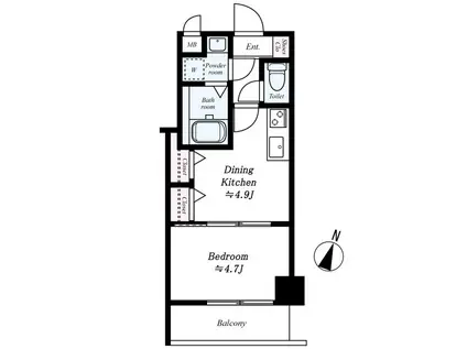 アクタス天神III(1DK/7階)の間取り写真