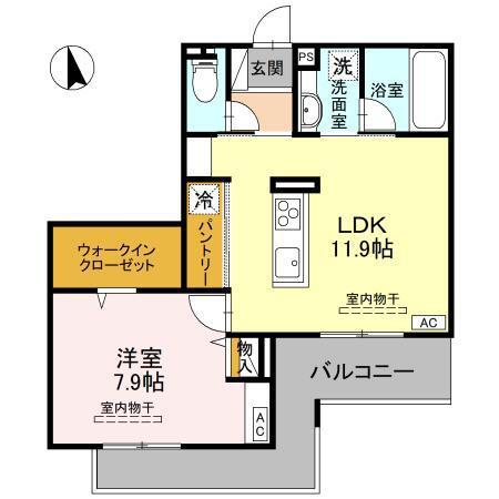 D-RADIANTE(1LDK/3階)の間取り写真