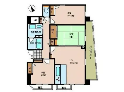 シーブリーズ東原参番館(3LDK/1階)の間取り写真