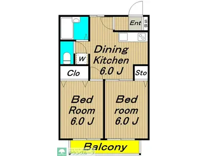ルミエール塚山公園(2DK/2階)の間取り写真