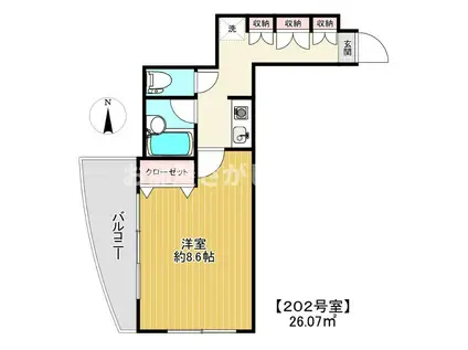 AUREA学生・社会人にオススメ初期費用分割払い(1K/2階)の間取り写真